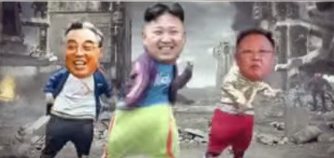 金正恩第1書記の顔を張りつけた動画=Youtubeから