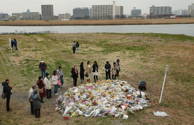 上村遼太さんの遺体が見つかった河川敷=川崎市川崎区で2015年3月、小川昌宏撮影