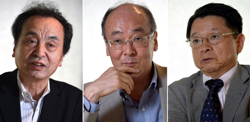 【左】慶応大大学院教授の曽根泰教さん【中央】埼玉大社会調査研究センター長の松本正生さん【右】慶応大教授の片山善博さん