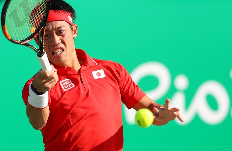 リオ五輪 テニス男子シングルス：錦織圭が準々決勝に進出 [写真