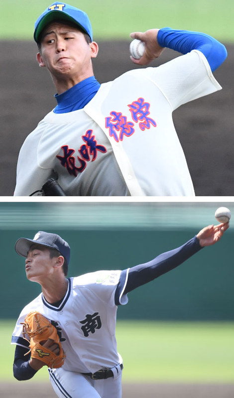 花咲徳栄の高橋昂(上)と樟南の浜屋