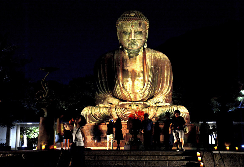 長谷の灯かり 晩夏 光で彩る 鎌倉大仏など８カ所 毎日新聞