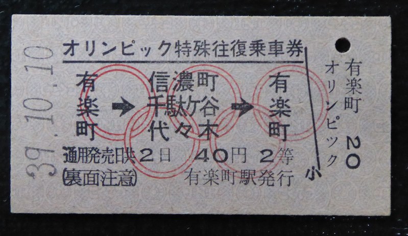 切符のメモリー：オリンピック特殊往復乗車券 | 毎日新聞