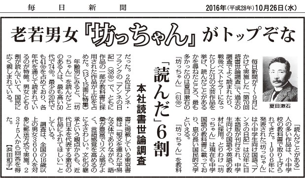 2016年10月26日付の毎日新聞大阪朝刊