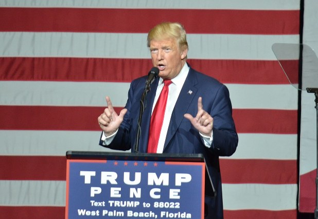 米大統領選共和党候補のドナルド・トランプ氏=2016年10月13日、西田進一郎撮影