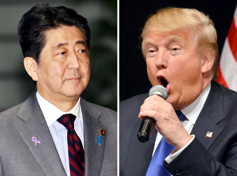 安倍首相(左)と次期米大統領のトランプ氏