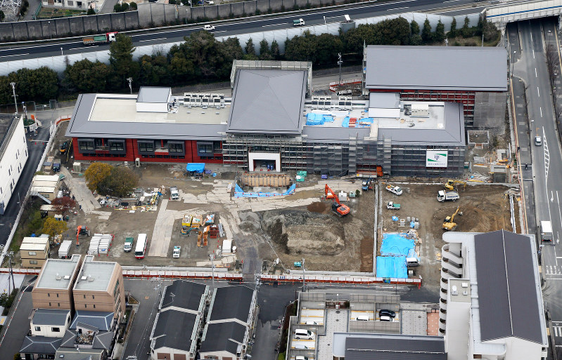 森友学園に売却された豊中の国有地=大阪府豊中市で2017年2月1日、本社ヘリから貝塚太一撮影
