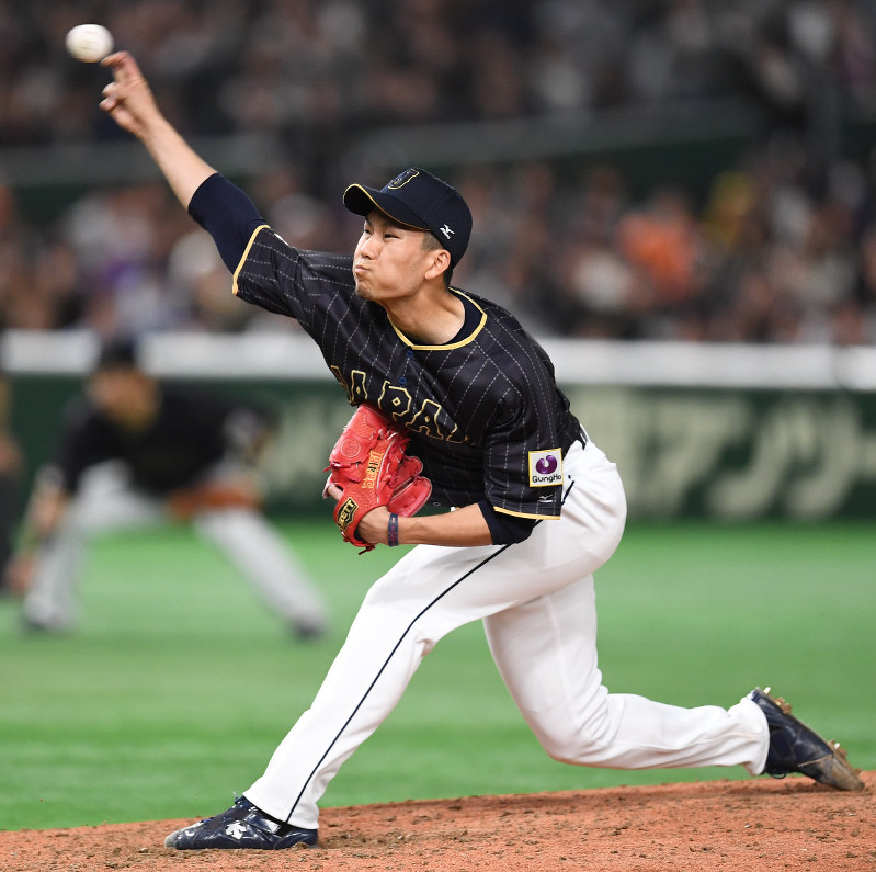 【日本-オーストラリア】六回、3番手で登板した千賀=東京ドームで2017年3月8日、猪飼健史撮影