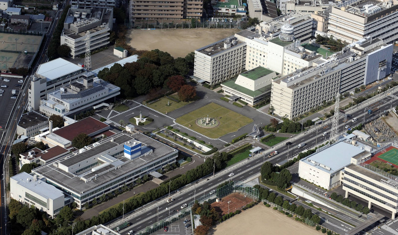 大阪府門真市のパナソニック本社=本社ヘリから
