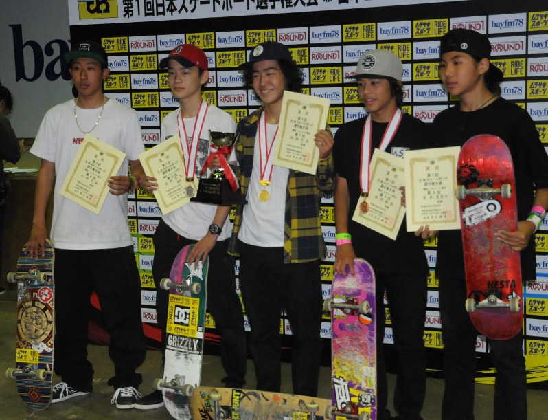 男子の上位入賞選手。年齢はいずれも10代半ばと若い=田原和宏撮影