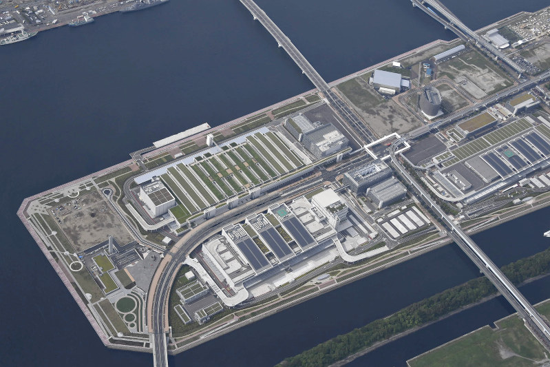 豊洲市場=本社ヘリから藤井達也撮影