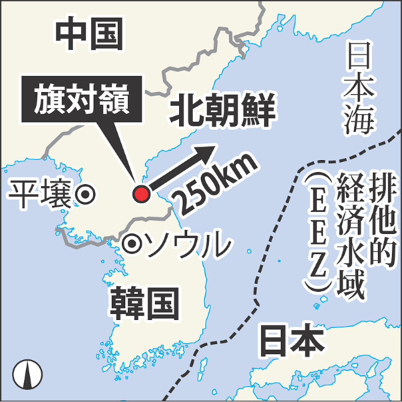 北朝鮮・旗対嶺の位置