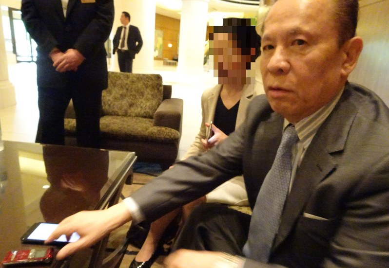 ユニバーサルエンターテインメントのオーナー創業者で、会長として実権を握っていた岡田和生氏=2017年6月29日午前10時撮影 ※画像を一部加工しています