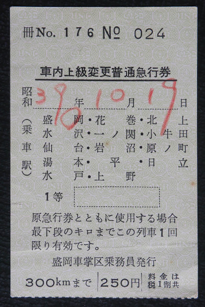 切符のメモリー：車内上級変更普通急行券 | 毎日新聞