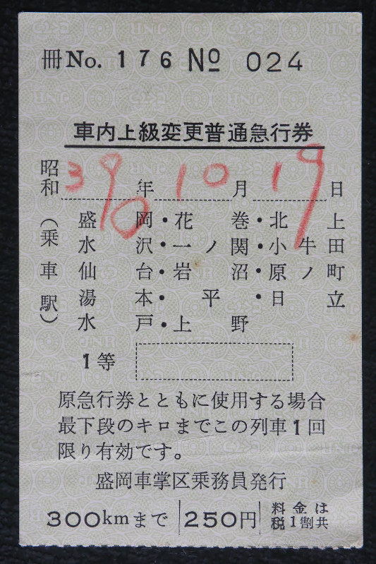 切符のメモリー：車内上級変更普通急行券 | 毎日新聞