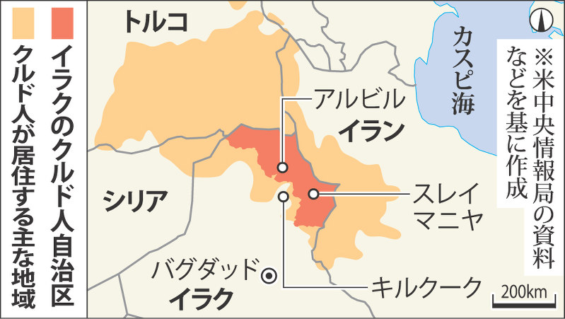 クルド人が居住する主な地域/イラクのクルド人自治区