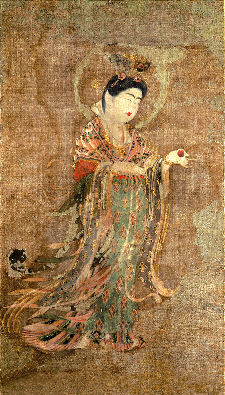 古美術時代物 国宝 吉祥天女像 （薬師寺蔵）複製 紫檀 木額