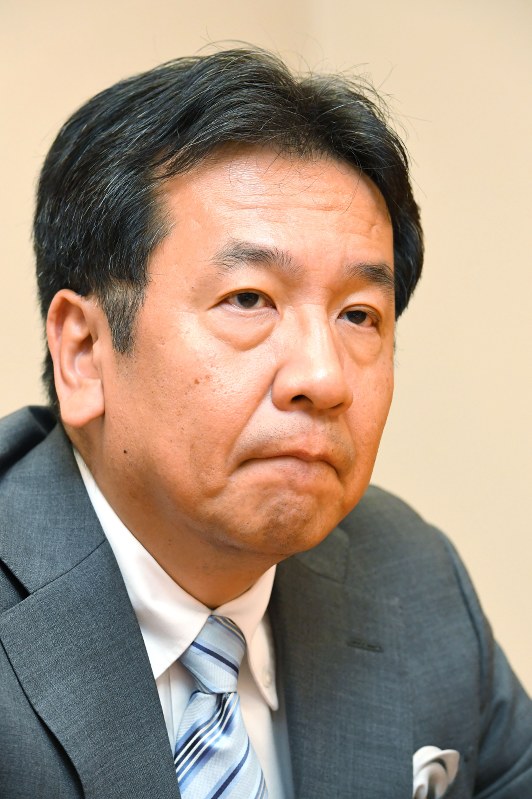 毎日新聞のインタビューに答える立憲民主党の枝野幸男代表=東京都千代田区の衆院第1議員会館で10月5日午後、川田雅浩撮影