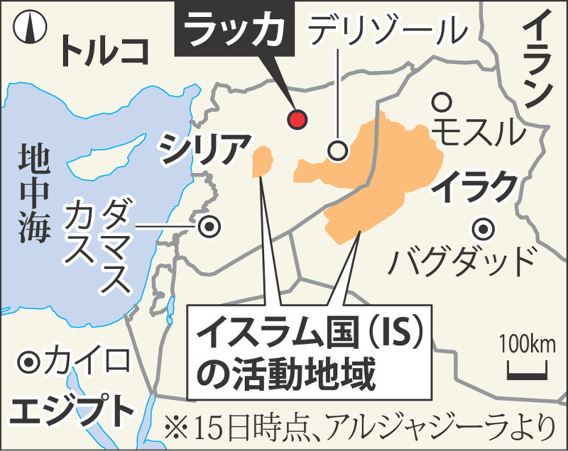 シリア・ラッカの位置