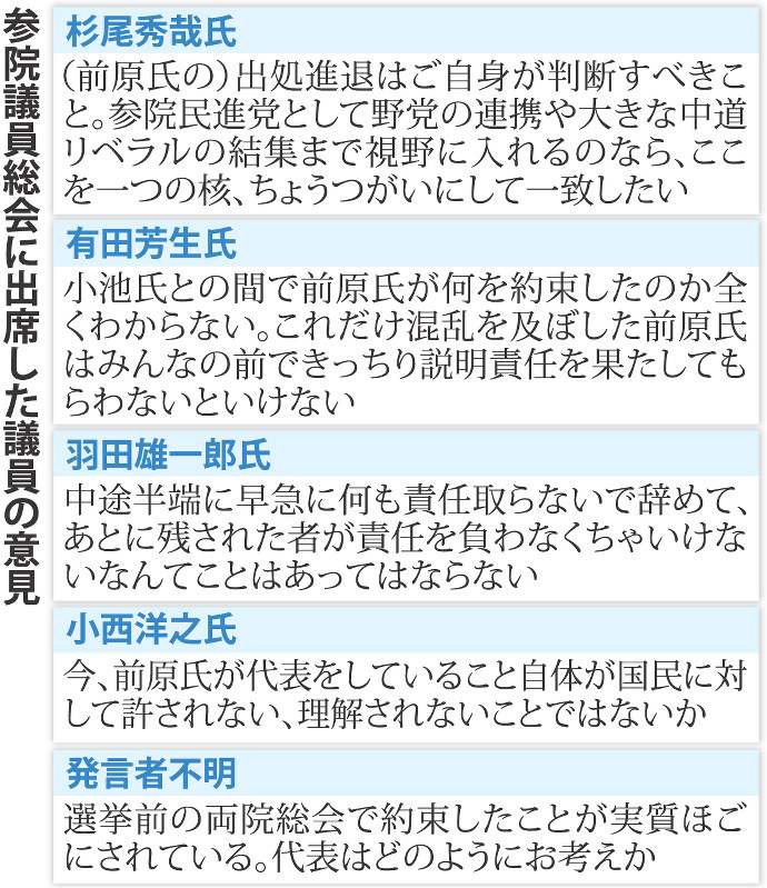 参院議員総会に出席した議員の意見