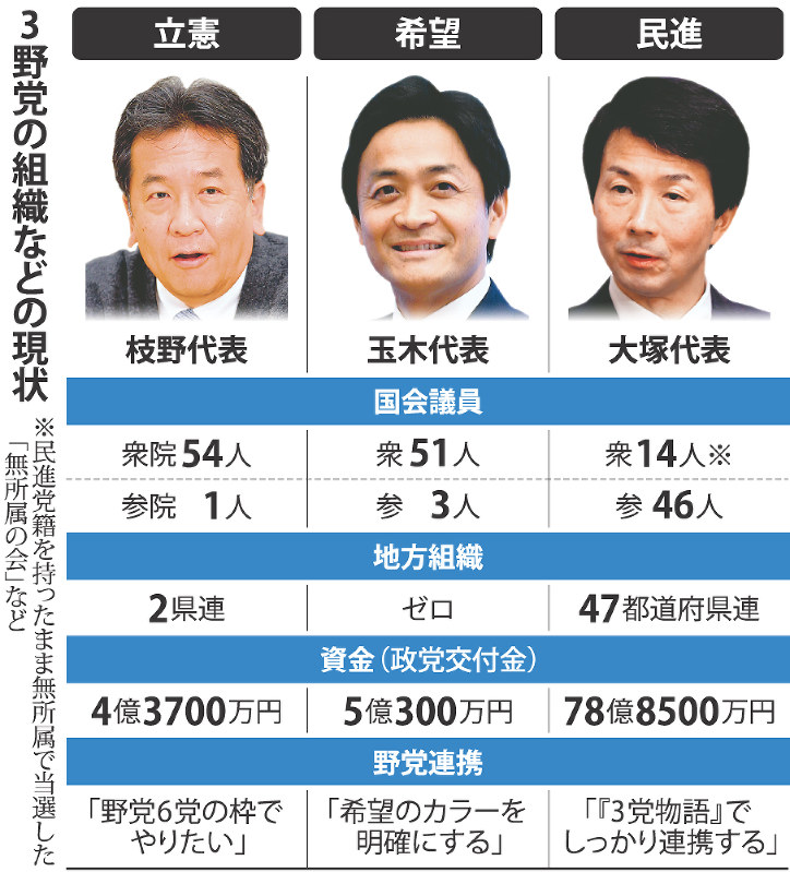 3野党の組織などの現状