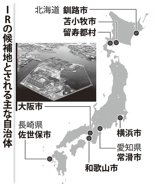 IRの候補地とされる主な自治体