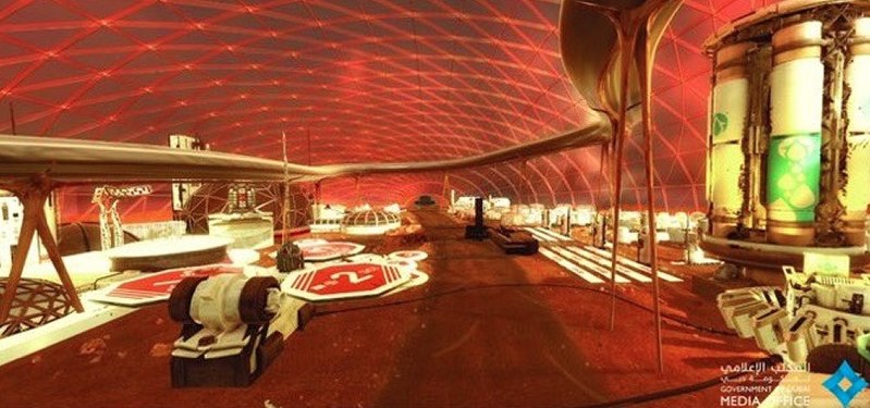 アラブ首長国連邦が発表した火星居住構想のイメージ図=ムハンマド副大統領のツイッターから