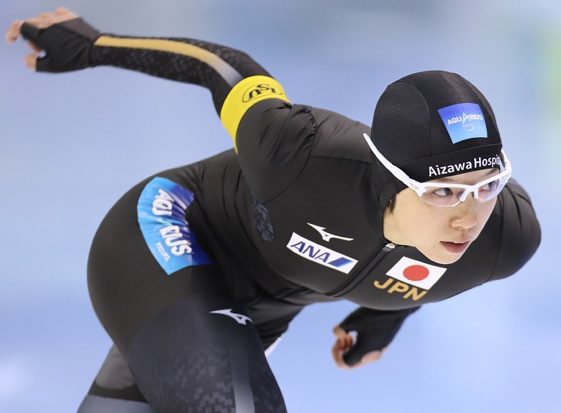 女子500メートルに出場し、日本新記録で優勝した小平奈緒=米国・ソルトレークシティーで2017年12月8日、佐々木順一撮影