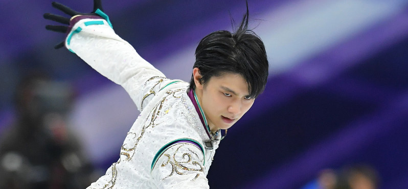 男子フリーで演技する羽生結弦ロシア・モスクワのメガスポルトアリーナで2017年10月21日、手塚耕一郎撮影