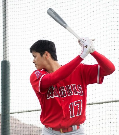 打撃練習するエンゼルス・大谷=LA Angels提供