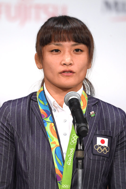 伊調馨選手=東京都港区で2016年8月24日、喜屋武真之介撮影