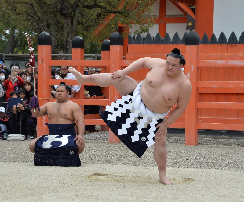 劉　一鵬作　渓流の調べ 大相撲春場所：3横綱が奉納土俵入り 稀勢は出場明言せず | 毎日新聞