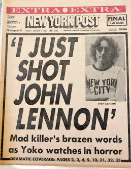 ジョン・レノン暗殺新聞記事（ボロボロ） ジョン・レノン暗殺新聞記事（ボロボロ） - メルカリ