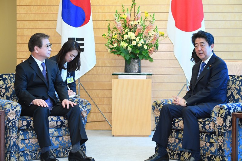 安倍首相：韓国国情院長と会談 | 毎日新聞
