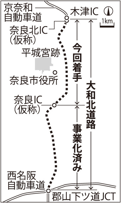 京奈和道 大和北道路 事業着手へ 奈良北ｉｃ 奈良ｉｃ間 奈良 毎日新聞