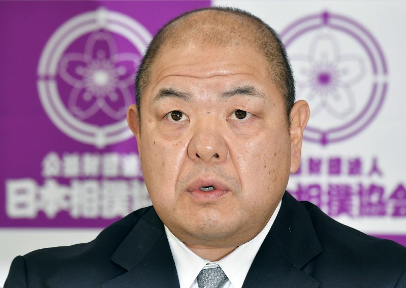 日本相撲協会の八角理事長=手塚耕一郎撮影