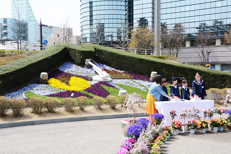 花時計 冬眠からお目覚め 県庁前公園 富山 毎日新聞