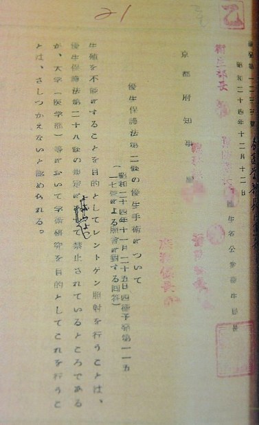 Gov't allowed X-ray sterilization under eugenics law for 'research