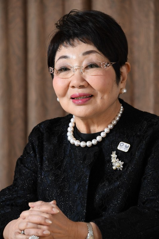 被災地での聖火リレーへの思いを語る泉ピン子さん=根岸基弘撮影