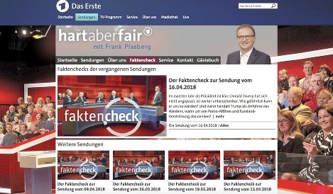 ドイツ西部ケルンの独公共放送ＷＤＲが開設しているファクトチェックのサイト＝ＷＤＲ提供