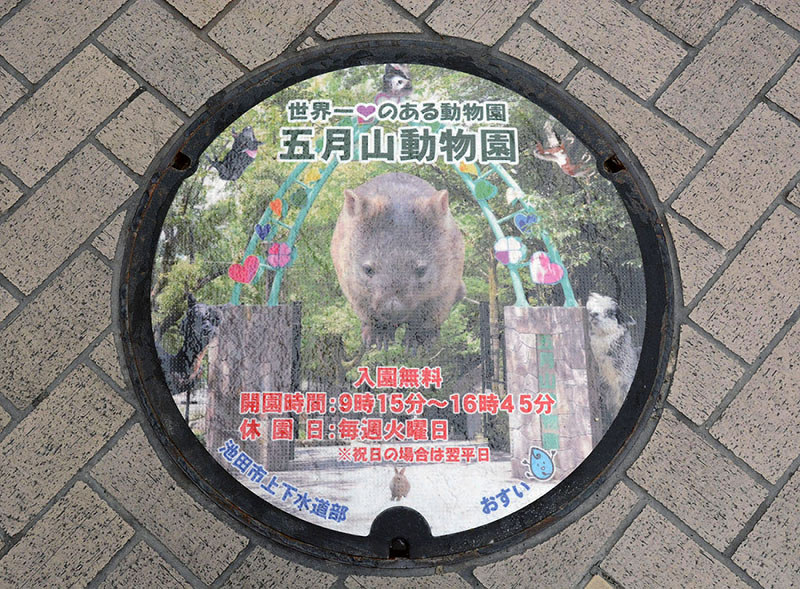大阪府池田市が設置した新デザインのマンホールの蓋=同市提供