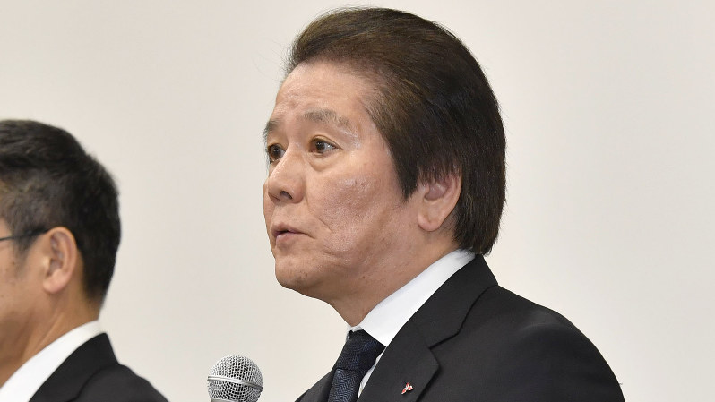 三菱マテリアルの竹内章社長=2018年2月8日、藤井達也撮影
