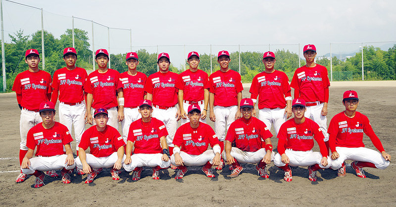 兵庫県社会人野球秋季大会で公式戦にデビューするジェイエフエフシステムズ硬式野球部の選手たち=野球部事務局提供