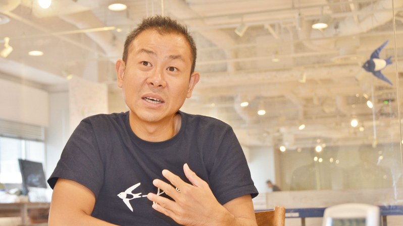 freee株式会社創業者で社長の佐々木大輔氏=2018年8月8日、川村彰撮影