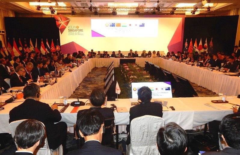 シンガポールで開幕したRCEP閣僚会合。日本からは世耕弘成経済産業相が出席した=シンガポールで2018年8月30日午後、赤間清広撮影