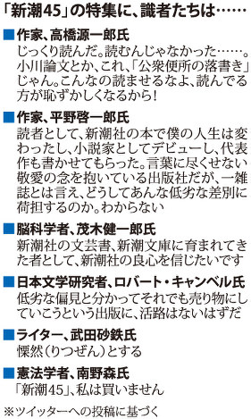 新品 未読 新潮45 2018年 10月号 休刊 新潮社 杉田水脈 入手困難 新潮社：「新潮45」休刊声明全文 「深い反省の思い」 | 毎日新聞