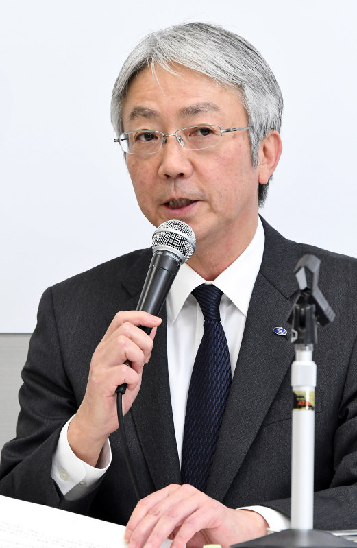 会見するスバルの中村知美社長=東京都渋谷区で2018年9月28日午後6時5分、根岸基弘撮影