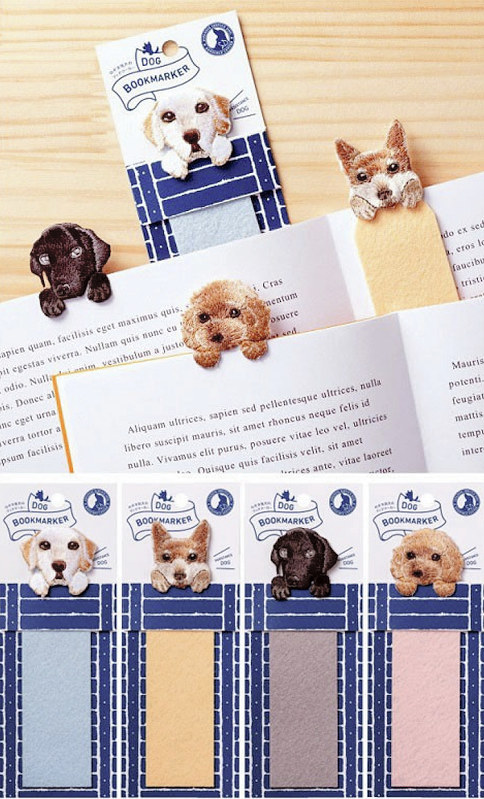 実働する補助犬をモデルにしたしおり「DOG BOOKMARKER 刺繍しおり」=ヒサゴ提供