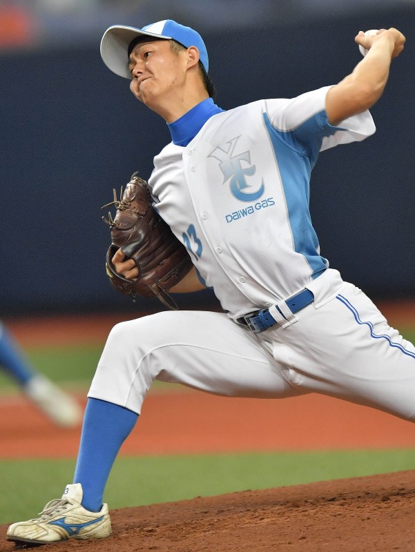 【JR四国-大和高田クラブ】大和高田クラブ先発の松林=京セラドーム大阪で2018年11月5日、山崎一輝撮影