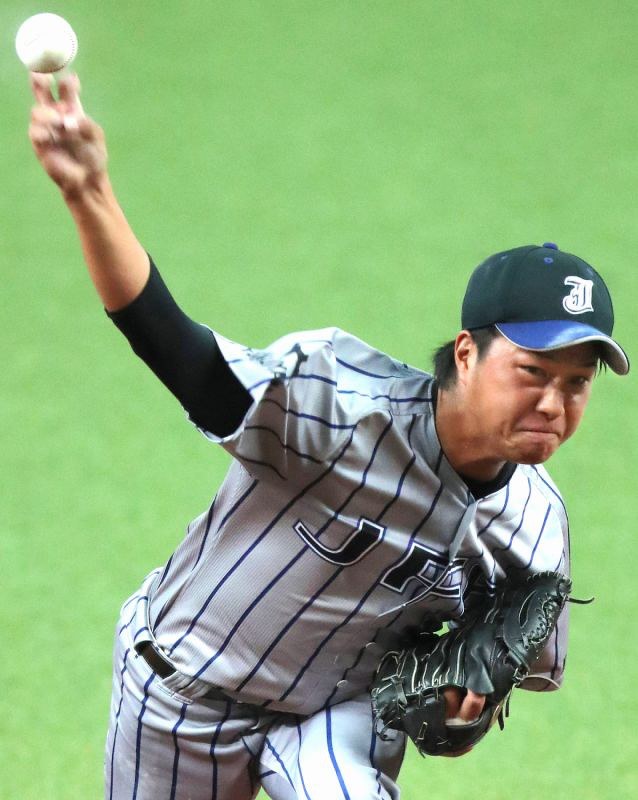 【東海理化―JFE西日本】JFE西日本先発の小倉=京セラドーム大阪で2018年11月7日、三村政司撮影